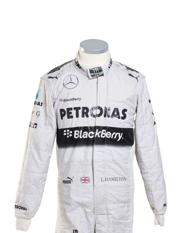 Shop the Lewis Hamilton White Mercedes Petronas Go Kart Suit – Blackberry Edition. CIK/FIA Level 2 approved, Cordura shell, towel lining, full customization. 

sajalsports.com