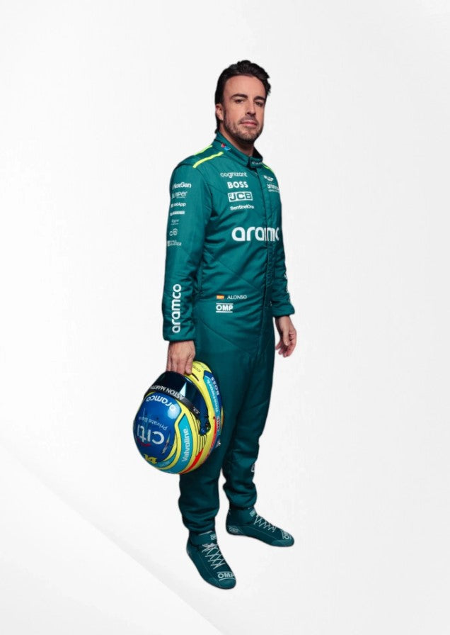 2024 Aston Martin Fernando Alonso Race Suit CIK/FIA Level 2 F1 Aston Martin Racing Suit