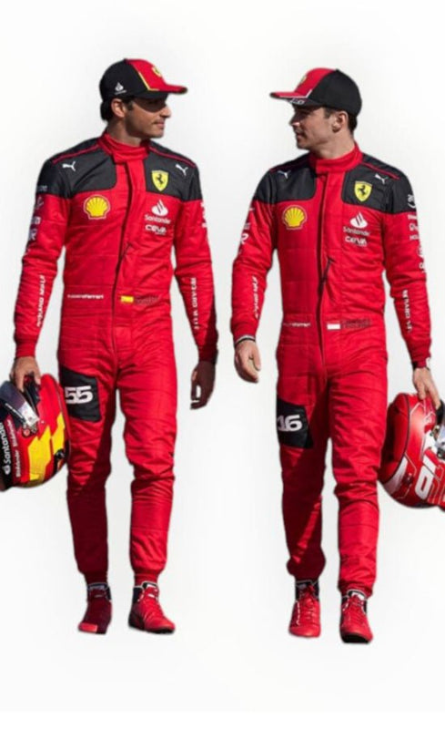 Carlos Sainz And Charles Leclerc 2023 Scuderia Ferrari F1 Karting/Racing Suit - sajalsports.com