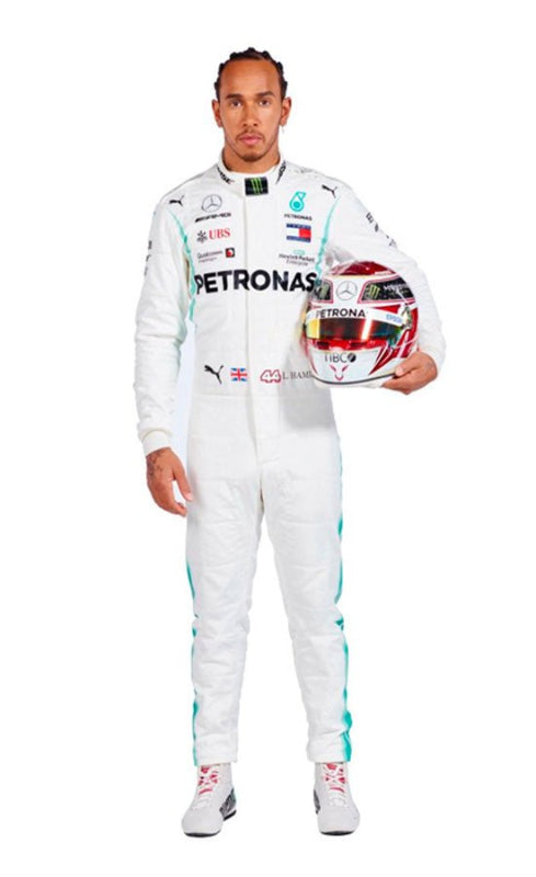 Get the 2019 Lewis Hamilton Mercedes Go Kart Racing Suit – CIK/FIA Level 2 certified and full customization. 