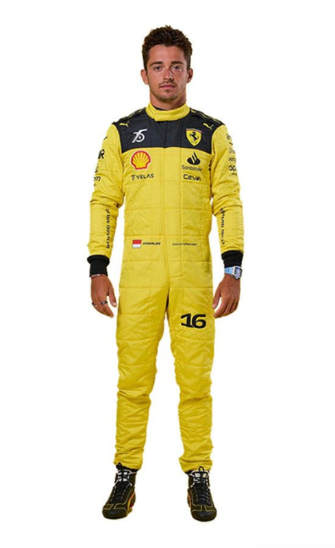 2022 Chrles Leclerc Yellow Ferrari Racing Suit CIK/FIA Level 2 
sajalsports.com