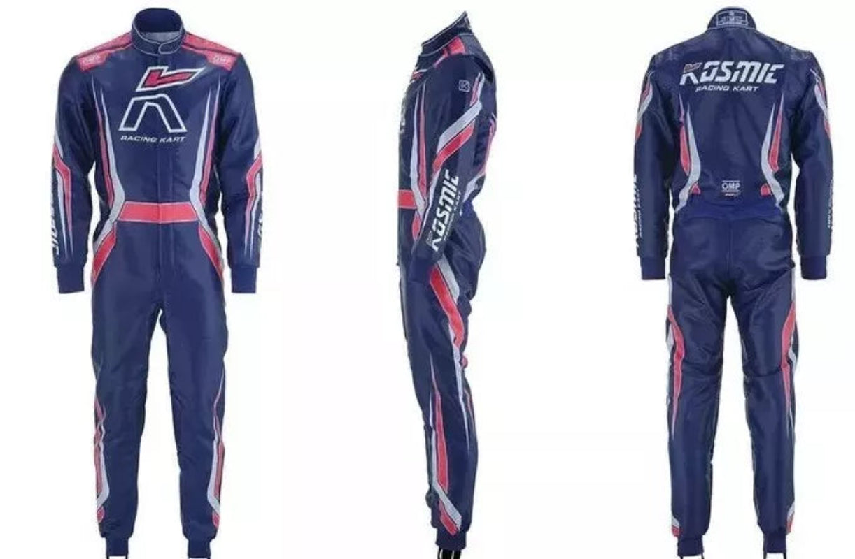 Buy the F1 Kosmic Go Kart Racing Suit – CIK/FIA Level 2 approved for high-performance karting. Custom-fit, durable, and customizable. Ships worldwide.