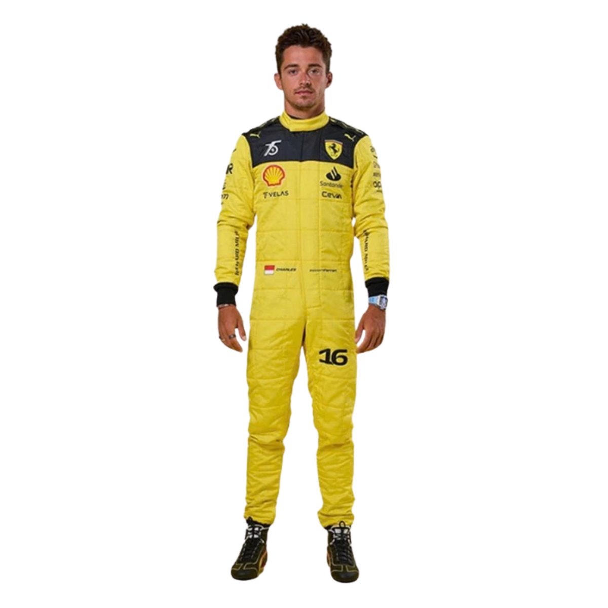 Charles Leclerc #16 Yellow Ferrari Racing Go Kart Suit