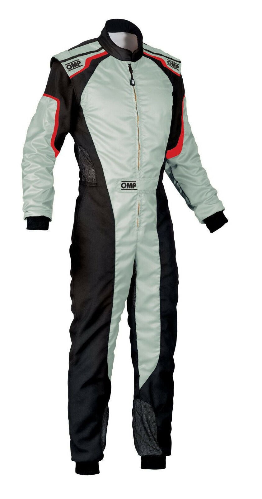 F1 OMP Silver & Black Go-Kart Racing Suit/Outfit CIK/FIA Level 2 Approved